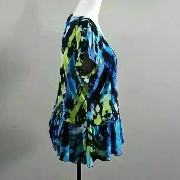Bali Pendulum Short Sleeve Blouse Blue Green Black Us Xl - Picture 3 of 10